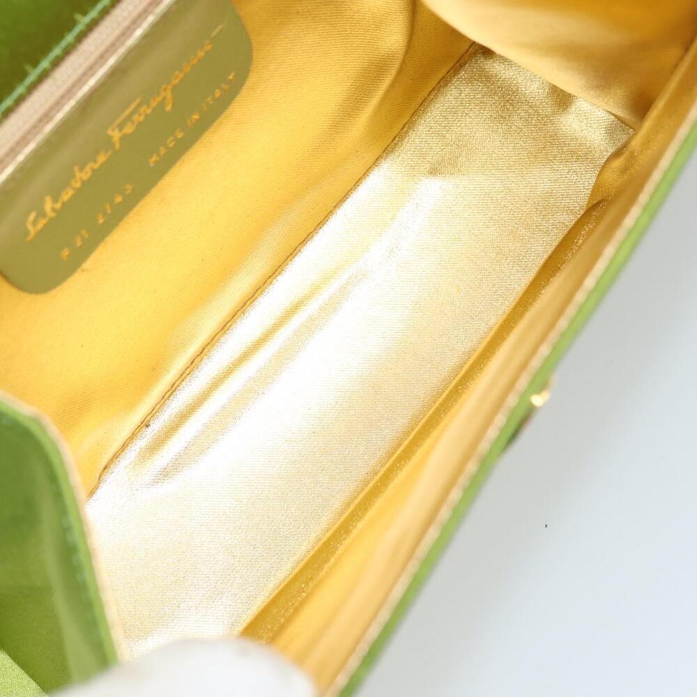 Salvatore Ferragamo Shoulder Bag Satin Green Auth 161011 - Picture 11 of 16